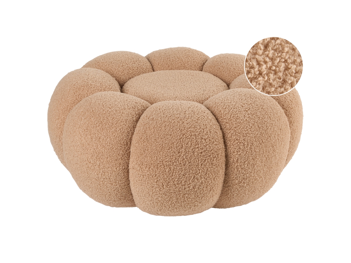 Pufe Beliani Beaufort De Bouclé Castanho 60x60x27