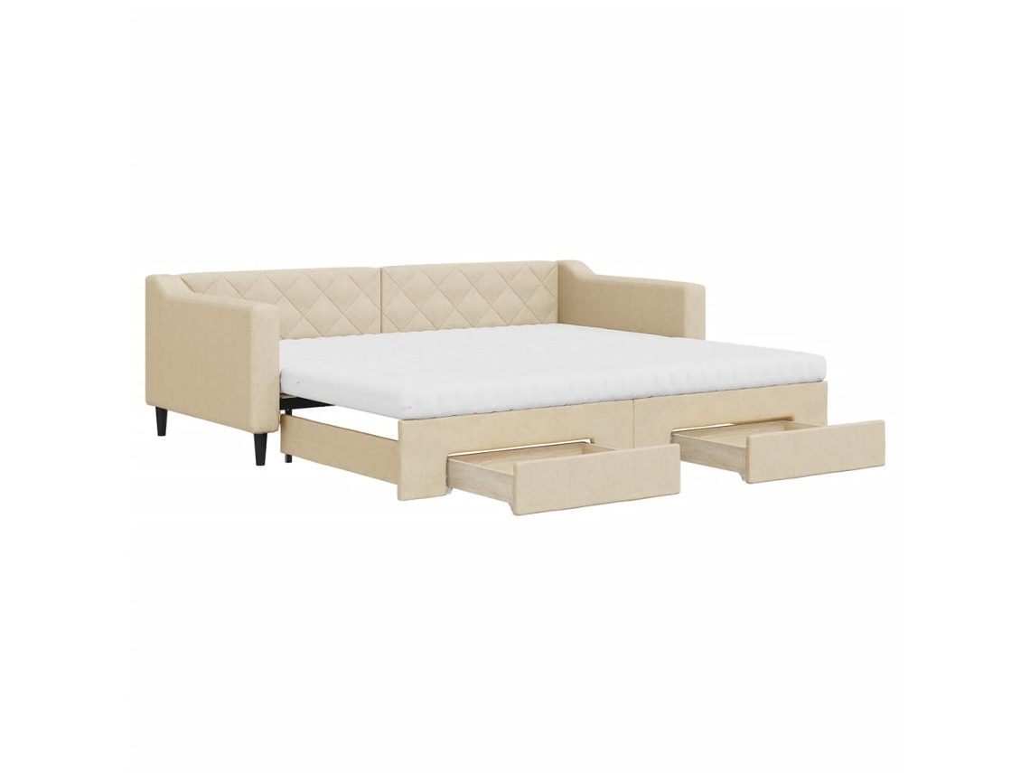 Daybed With Trundle, Daybeds With Trundles Vidaxl Creme Tecido (90 X 200 Cm)