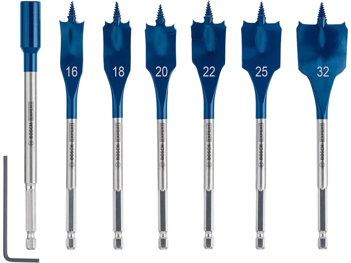 Conjunto profissional de 7 brocas planas Expert Selfcut Speed CXC (para madeira macia, aglomerado, Ø 16 32 mm, acessório para furadeira de impacto)