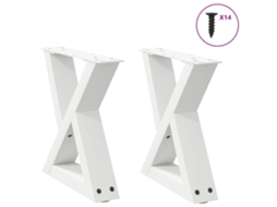 Vidaxl Pés Para Mesa De Centro 2 Peças, Branco, 30x(30-31,3) Cm, Aço