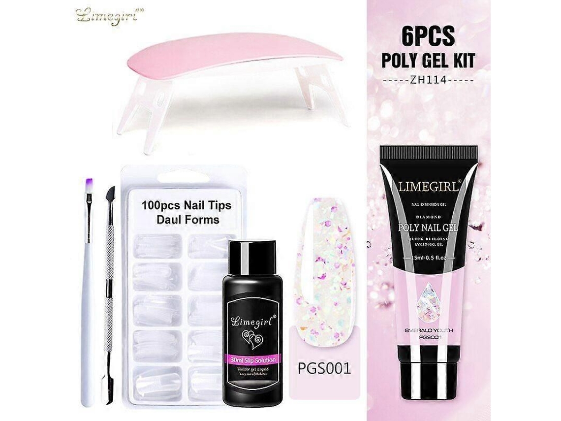 Kit de Unhas Gel Poly com Lâmpada Uv 6w, Rápido Ferramentas para Manicure GOKOCO