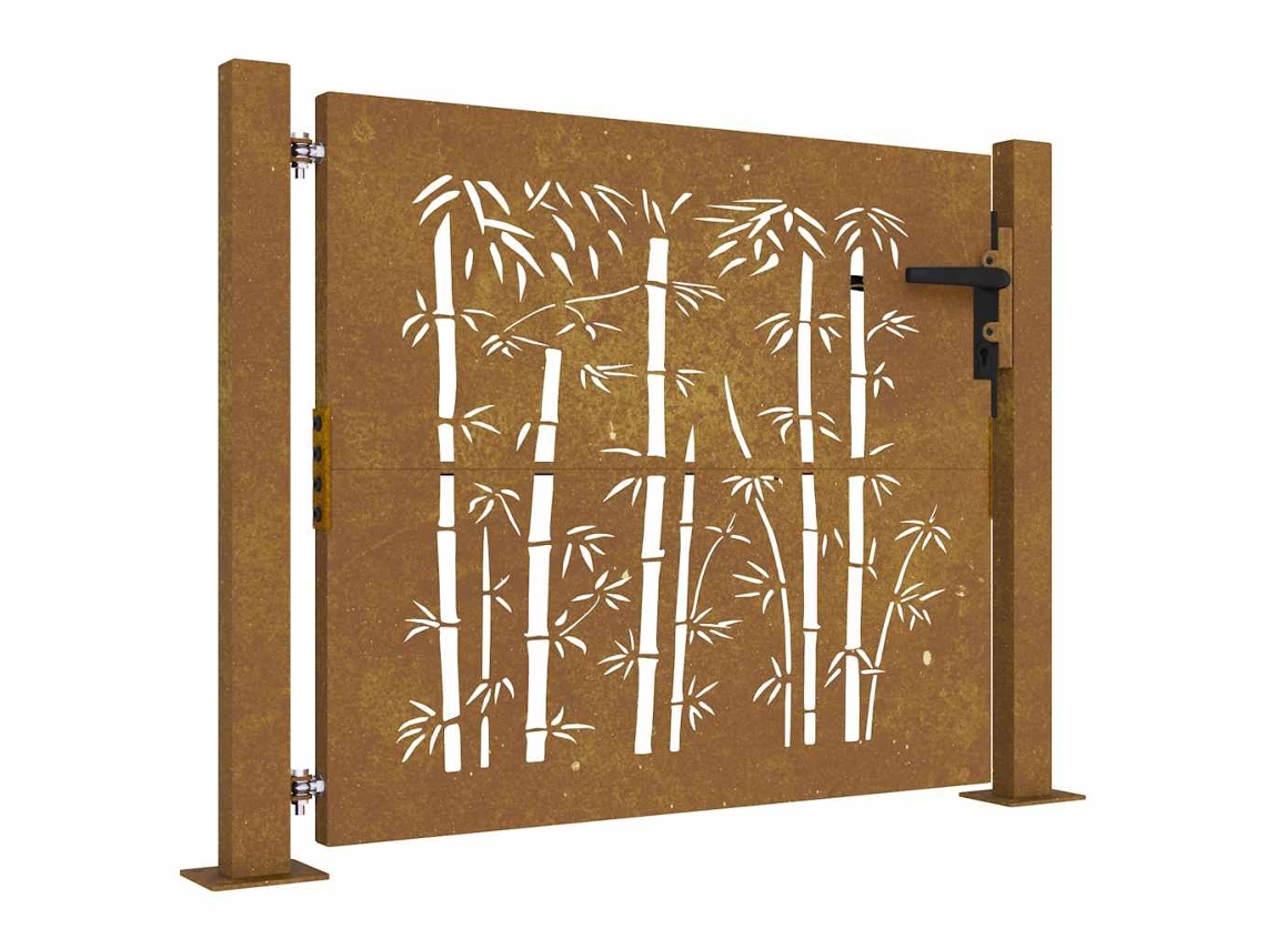 Portão de Jardim 100x75 Cm Aço Corten Design Bambu MAISON EXCLUSIVE