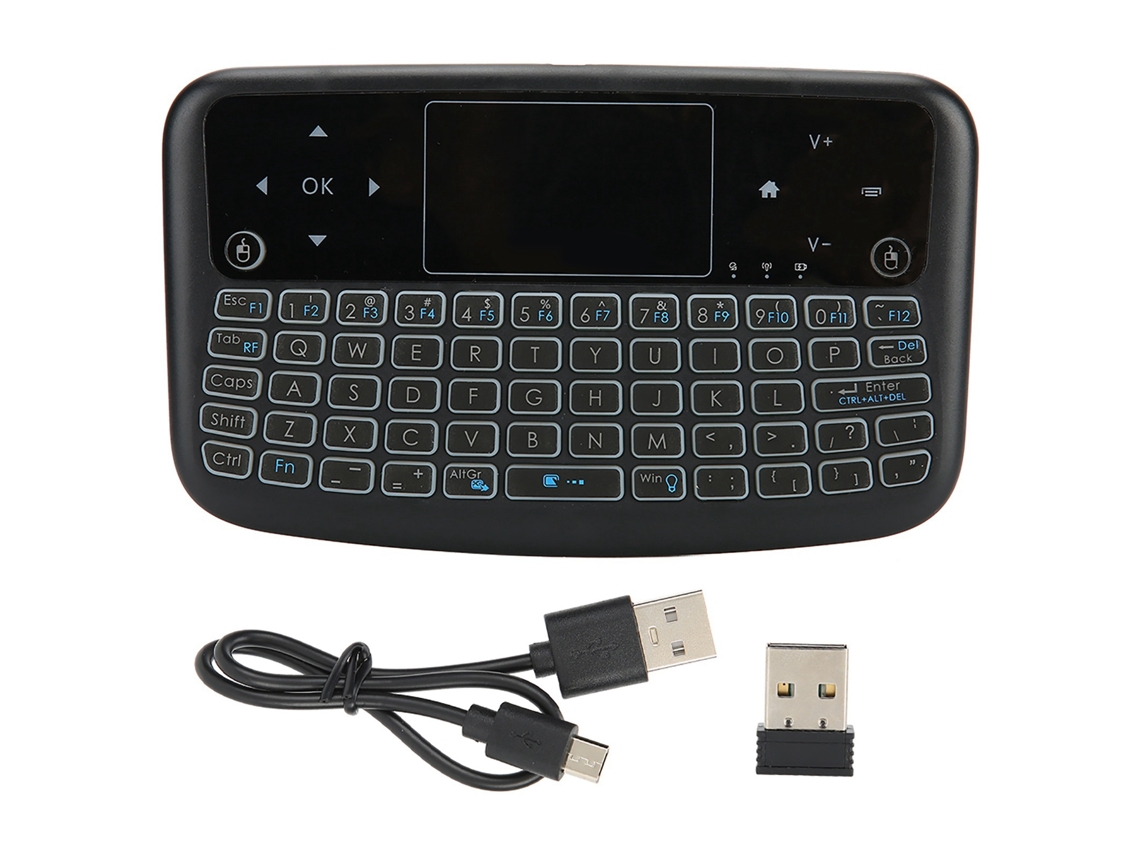 Teclado Sem Fio Mini Com Retroiluminação, Mouse Aéreo E Touchpad