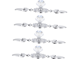 Conjunto De 4 Puxadores Cristal Prateado Angooil, Resistentes, Em Liga De Zinco, Para Armários E Closets