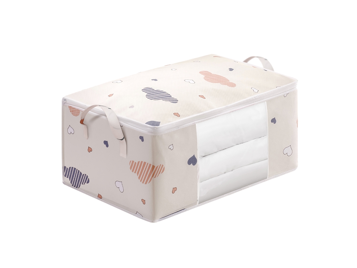 Sacola de Armazenamento para Edredons Cobertores Roupa 75l com Janela Transparente e Alças Reforçadas