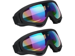 2 Óculos de Esqui, Óculos de Motociclismo para Snowmobile, Lentes Antipoeira, Proteção Uv, Antiembaçante, À Prova de Vento BRILVIBERA