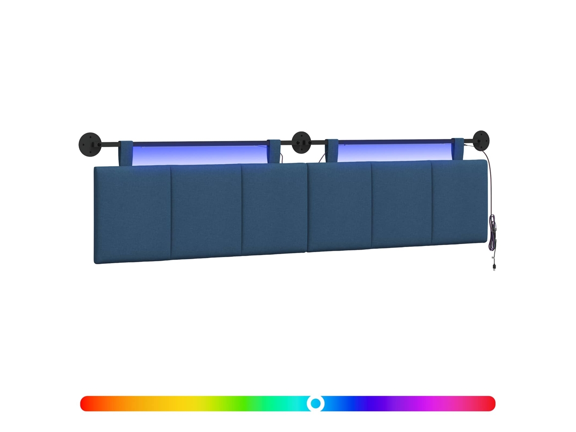Conjunto 1 Cabeceira Suspensa Vidaxl Azul Veludo (210 X 55 X 5 Cm)