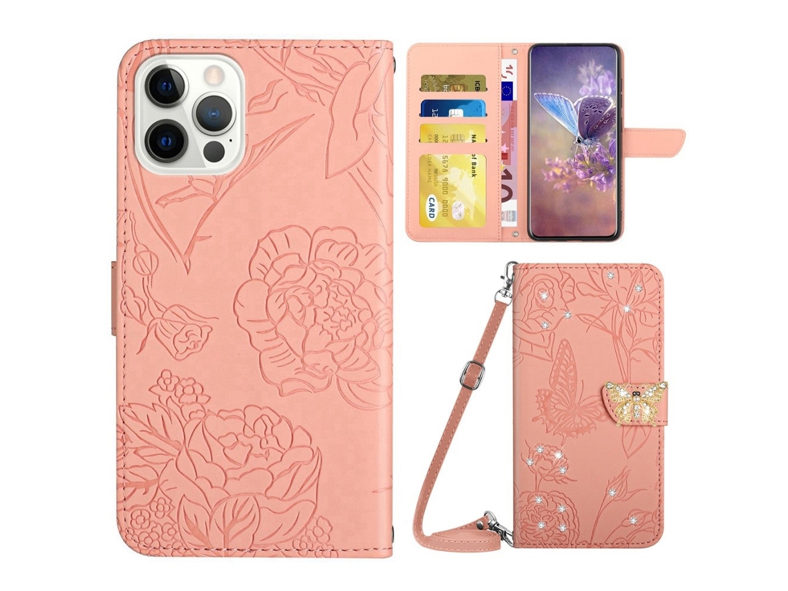 Capa Pega Para Iphone 14 Pro Max Pele Sintética Rosa