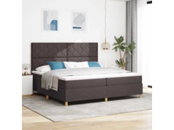Vidaxl Cama Box Spring Led Marrom Escuro 200 X 200 Cm Tecido