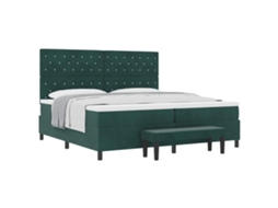 Maison Exclusive - Cama Box Com Colchão Verde-escuro 200 X 200 Cm Veludo