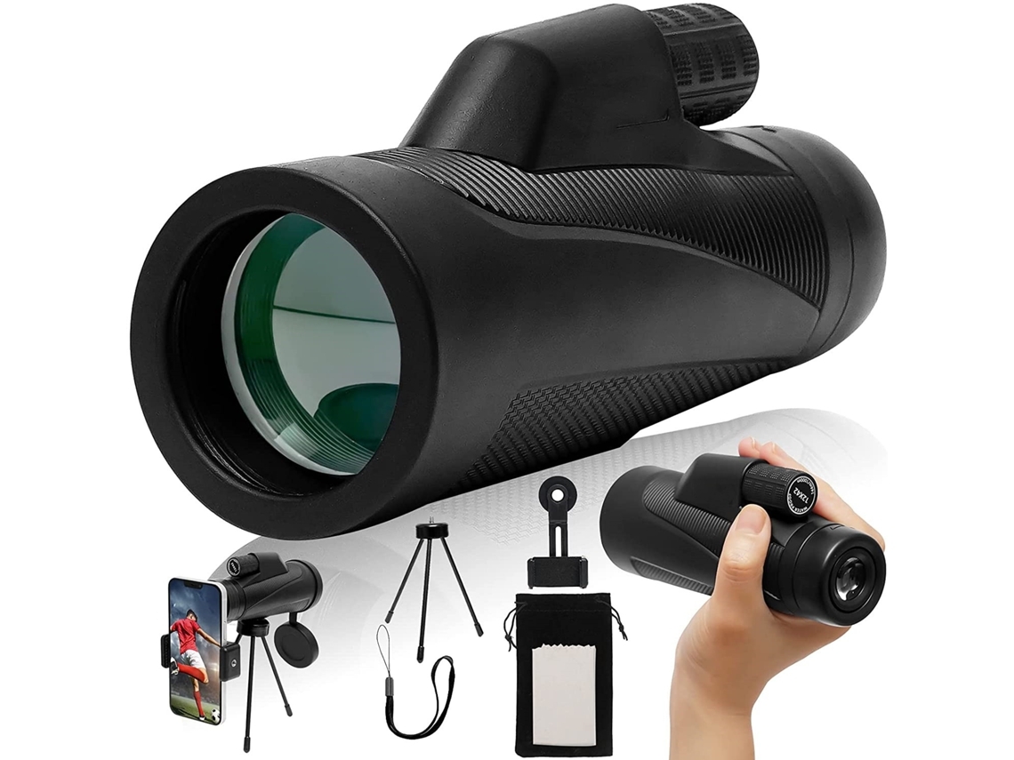Binóculos ENKERS 12X50 de Alta Definição,Bak4 Lente Poderosa de Spotting Scope,Tripé Monocular de Estrelascópio com Suporte de Smartphone-Verde