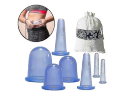 Kit de Ventosas de Silicone 7 Peças para Massagem Acupuntura com Bolsa de Armazenamento