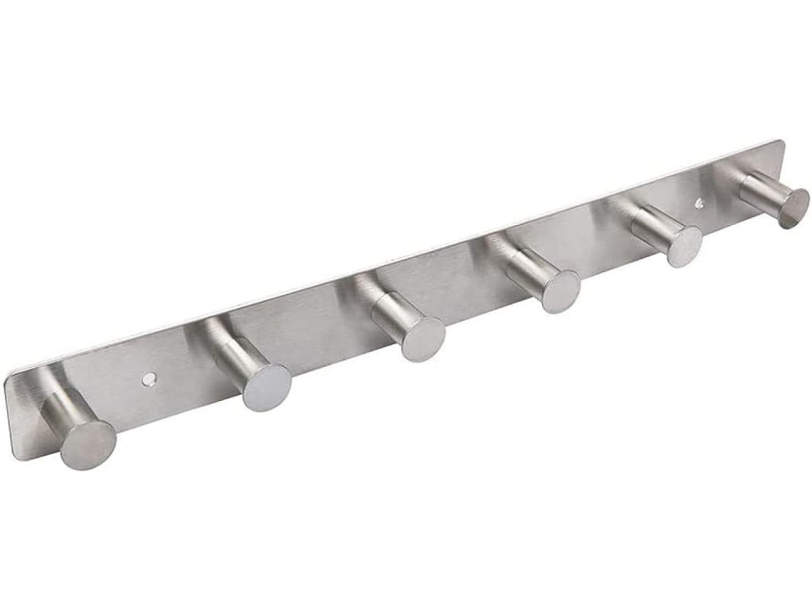 Cabideiro Em Metal Branco, Com Suporte Para Roupão E Toalha, Aço