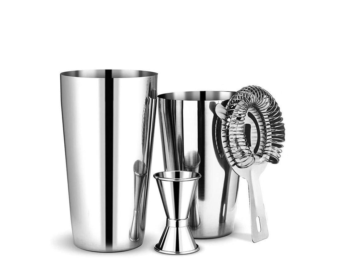 Ferramenta Conjunto de Coqueteleira Boston Três Peças em Aço Inoxidável 600/450 Kit Manutenção Bar com Latas Coqu 