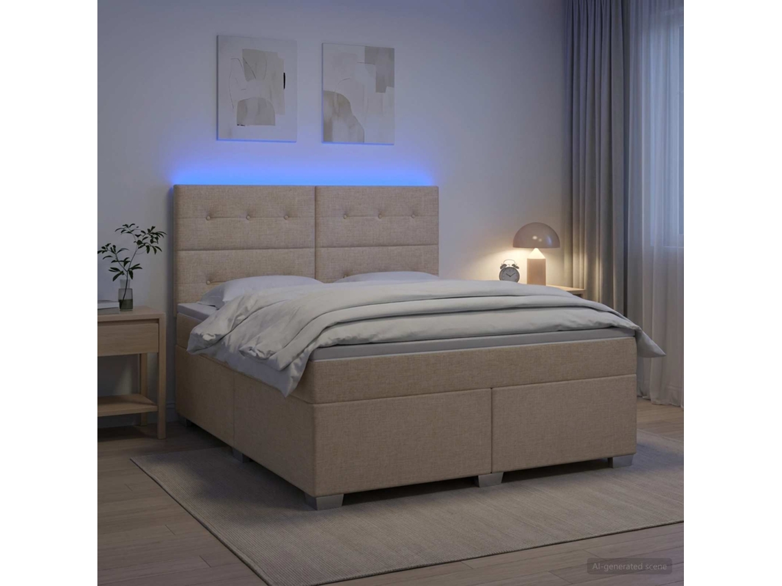 Vidaxl Cama Box Spring Com Colchão Creme 180 X 200 Cm Tecido