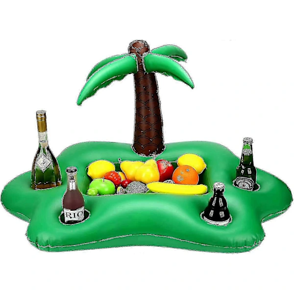 pl Porta-bebidas Inflável Em Formato De Palmeira De Coco, Verde, Portátil, Flutuante, Para Servir Bebidas, Saladas E Frutas, Ideal Para Piscina, Fes