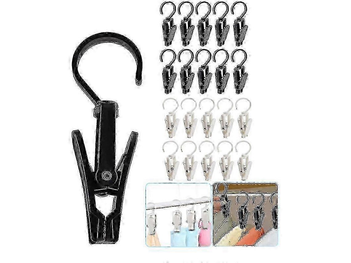 20 Ganchos De Roupa Com Presilhas, Plástico Resistente, Giratórios, Para Casa E Viagemmixed
