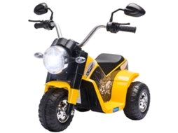 Moto Elétrica Infantil 3 Rodas 6v Luz Som Chopper Amarelo