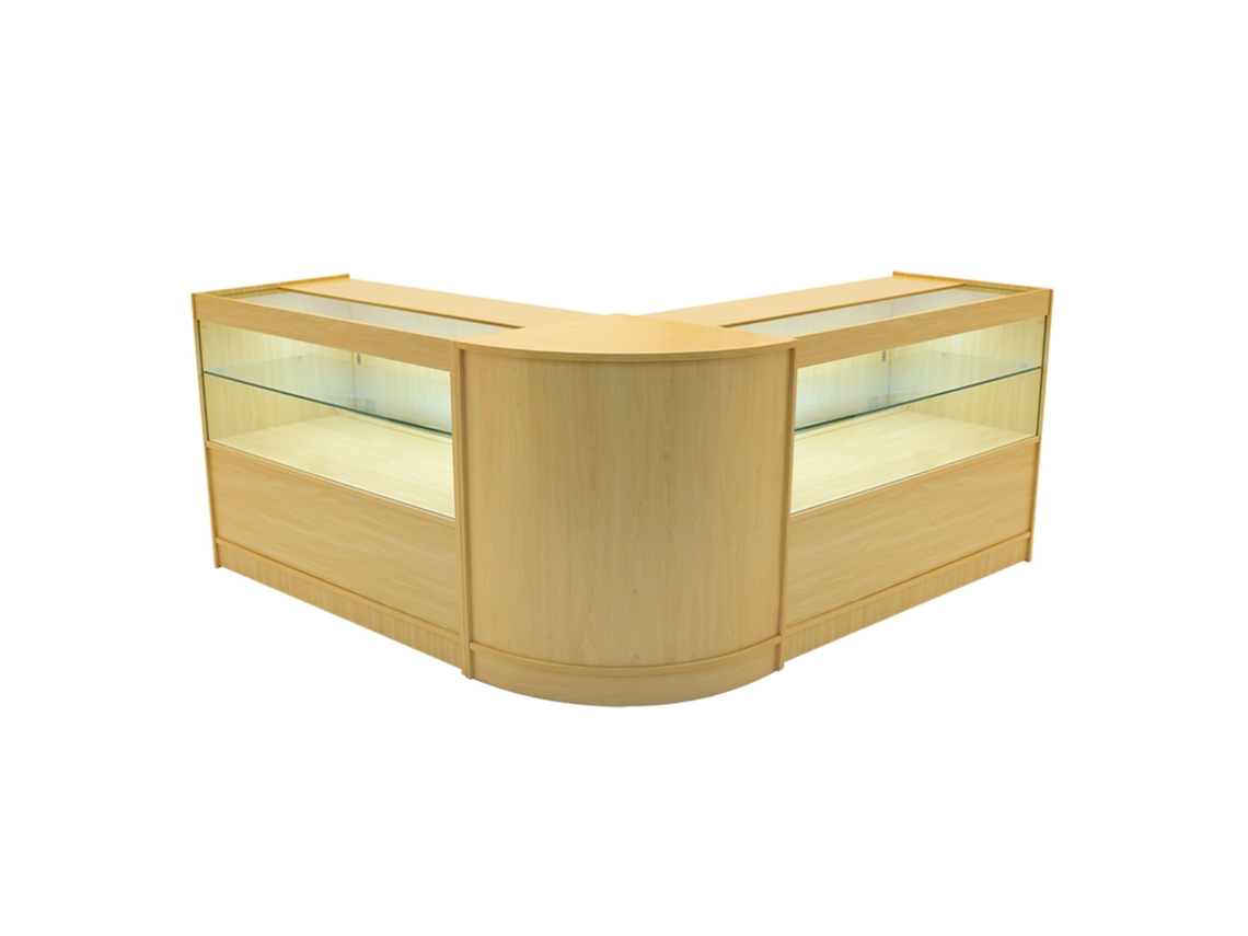 Conjunto de Balcões Comerciais MonsterShop Selene, Maple, 2xC1200 1xCM60, MDF e Vidro Temperado