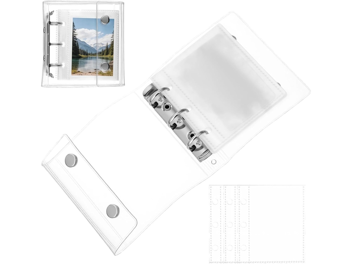 Pasta transparente Sosoport A8 com 3 argolas, bolsa organizadora e segura para documentos, ideal para viagens.