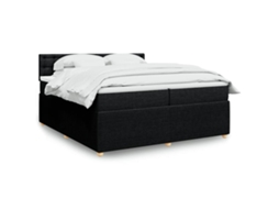 Vidaxl Cama Com Molas/colchão 200x200 Cm Tecido Preto