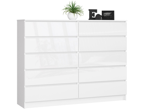 Cómoda Dez Brilhante 3XE LIVING Painel de partículas Branco (121x160x40)