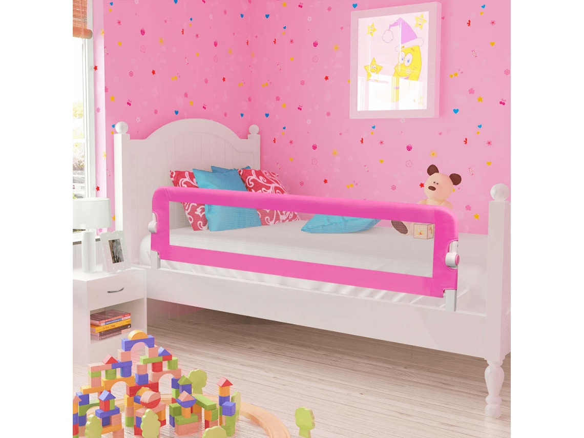 Vidaxl Barra De Segurança Para Cama De Criança 2 Pcs 150x42 Cm Rosa