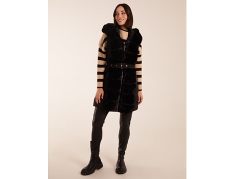 Colete de Mulher BLUE VANILLA Faux Fur Detail Poliéster Preto (S)