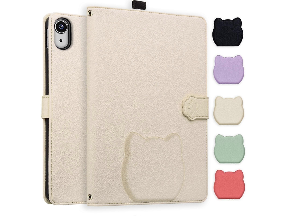 Capa de couro com estampa de gato e lichia Webake para tablet inteligente