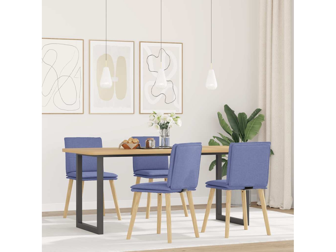 Vidaxl Cadeiras De Jantar 4 Pcs Jeans Tecido Azul