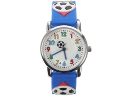 Relógio Infantil De Futebol Para Meninos, Azul, Em Silicone, Uso Diário, 1 Unidade