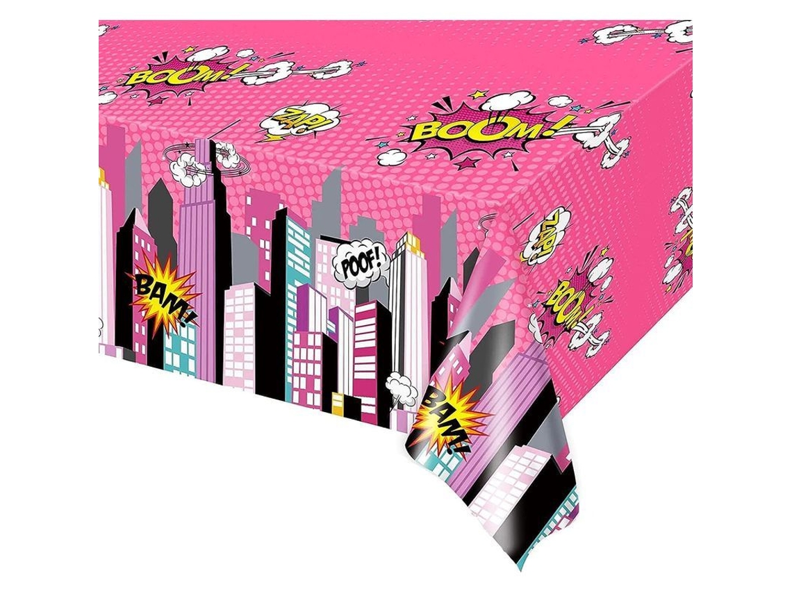 2026 mantel de Mesa de Festa de Super herói Rosa, 2 Peças, Plástico Descartável, 54x108 Polegadas