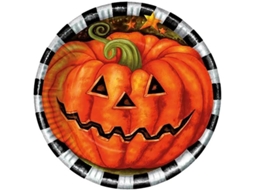 Decorações de Halloween DISFRAZZES Pratos de Abóbora (10 Un - 23 cm)