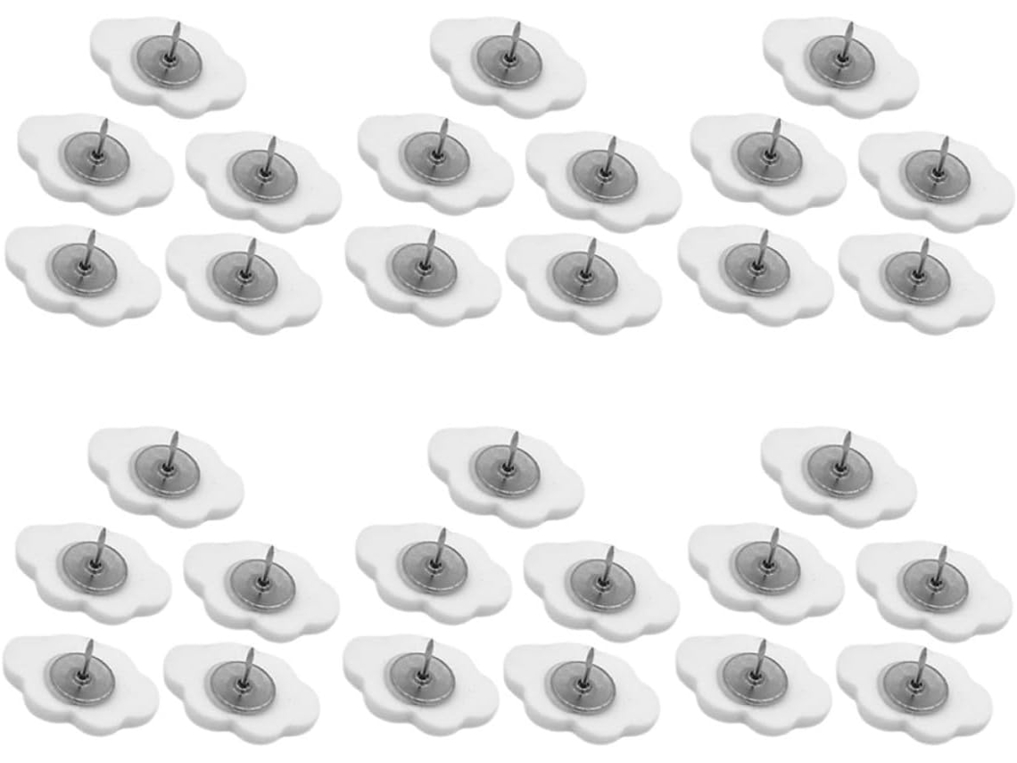 30 Tachinhas de Resina em Formato Nuvem, Cor Creme, Para Fixar Mensagens e Fotos em Cortiça Quadros, Ideal Para