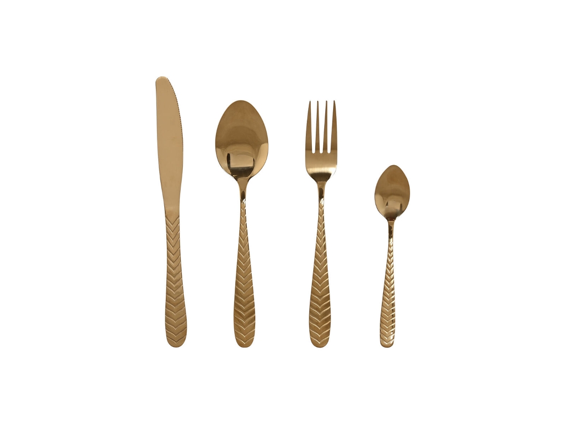 Conjunto de talheres de aço inoxidável Home Esprit Gold 2 x 0,4 x 22,5 cm 16 peças