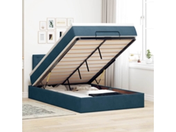 Vidaxl Cama Otomana Com Colchão Leds 120x190cm Veludo Azul-escuro