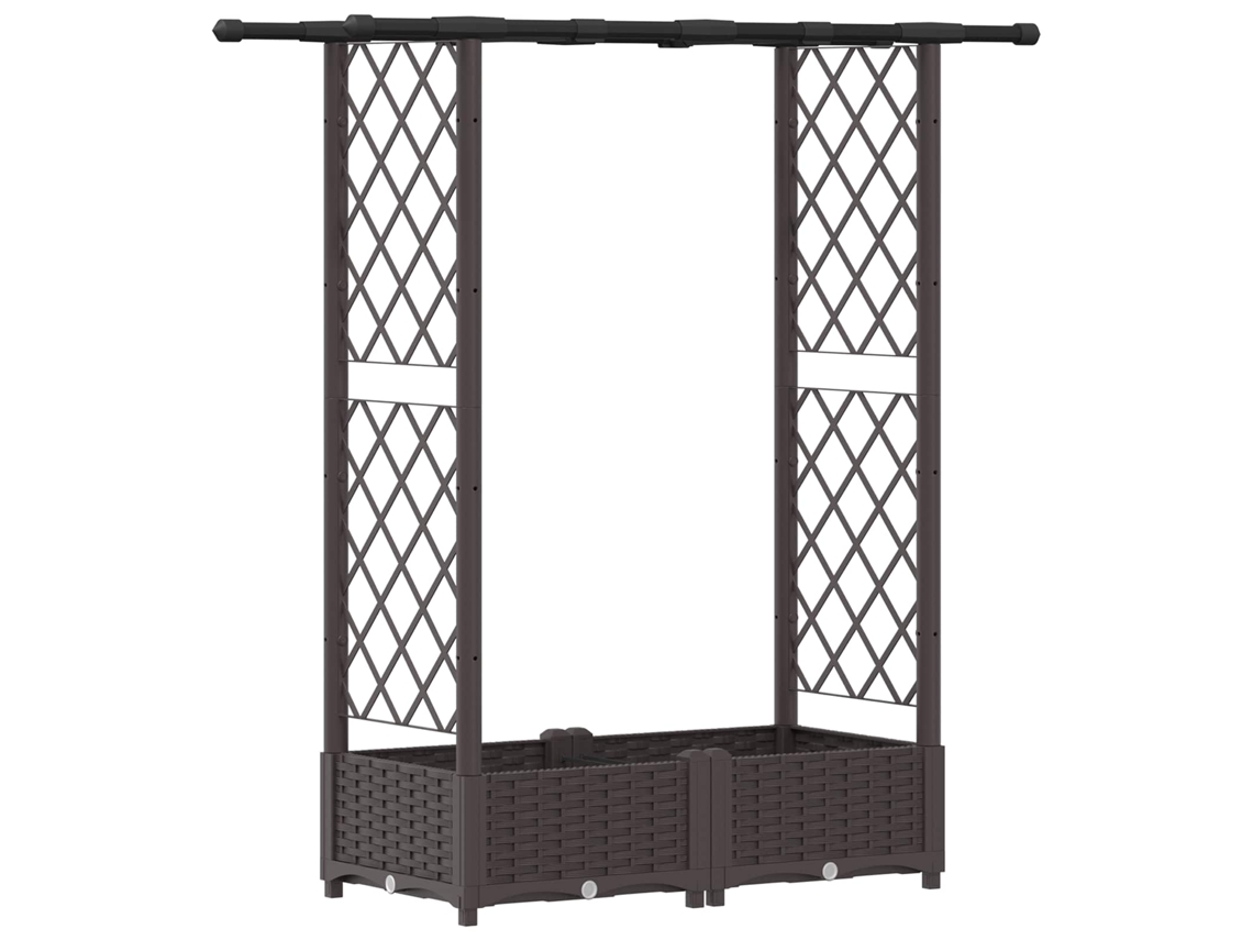 Vidaxl Cama Elevada Com Treliça E Telhado Castanho 122,5 X 40 X 123 Cm