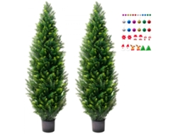 Conjunto De Árvores Topiárias De Cedro Artificial 152cm Com Vaso E Proteção Uv Tekmaquinas