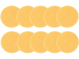 Conjunto De 10 Esponjas Removedoras De Maquiagem, Amarelas, De Celulose Natural.
