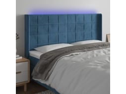 Cama com Cabeceira Luzes Led PANGSHIYUAN Madeira Veludo Azul (203x16x118)