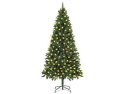 Vidaxl Árvore De Natal Pré-iluminada Com Pinhas 210 Cm Verde