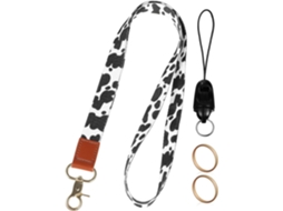 Lurelia Porta-crachá Com Cordão Com Chaveiro Em Couro Pu E Nylon Dourado Para Escritório E Escola