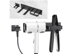Suporte de Parede para Secador Cabelo, com Organizador Cabos, em Aço Inoxidável, Sem Necessidade Furar, Idea L Banheiro. GOKOCO