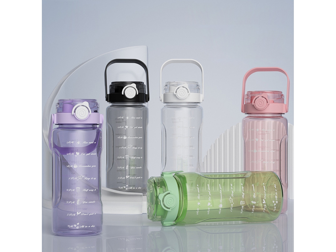 Garrafa de Água Esportiva 1500ml com Copo de Palito Portátil À Prova de Vazamento para Fitness com S/MARCA