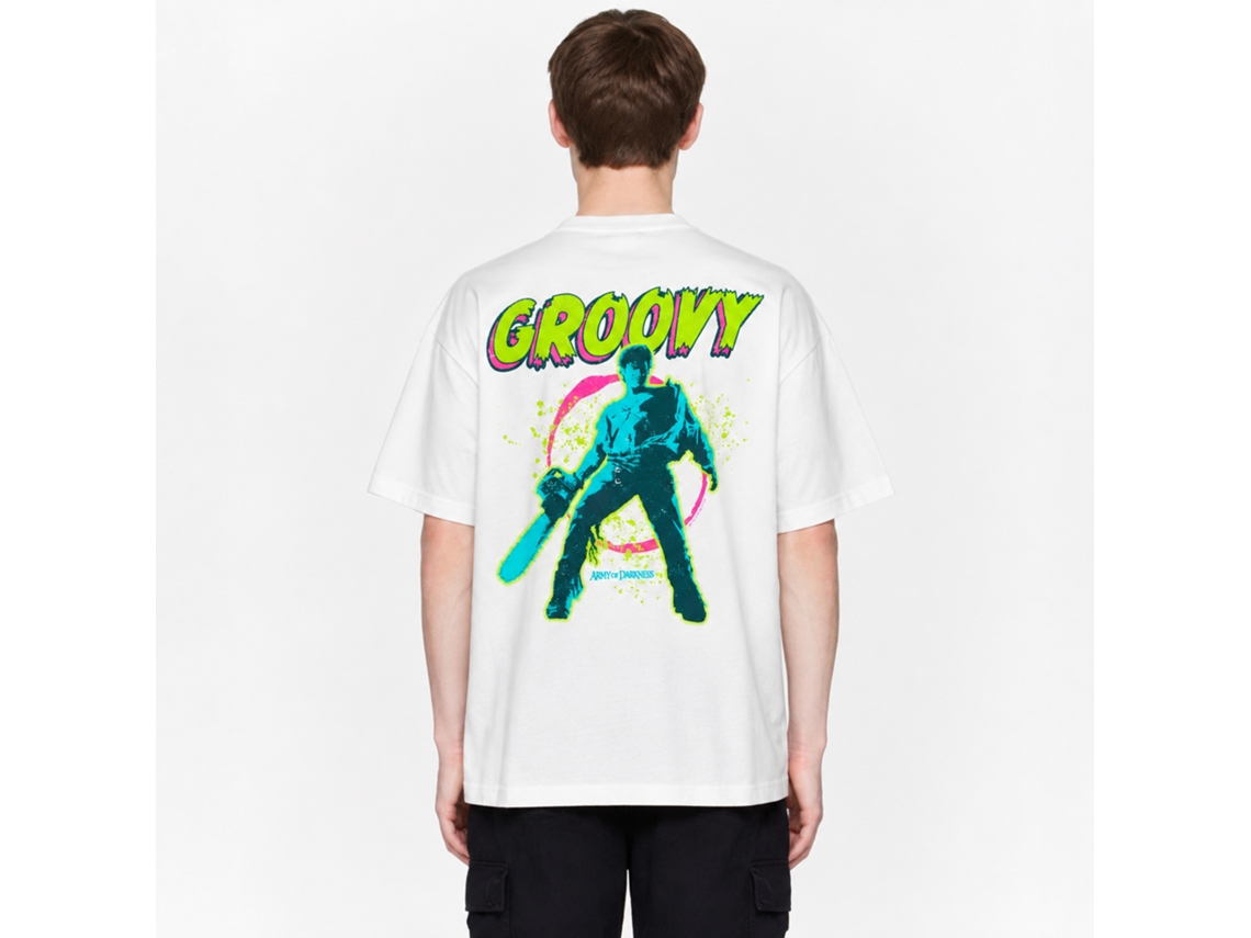 Rockinstone Army Of Darkness Movie Groovy White Adult T-shirt Size:xl