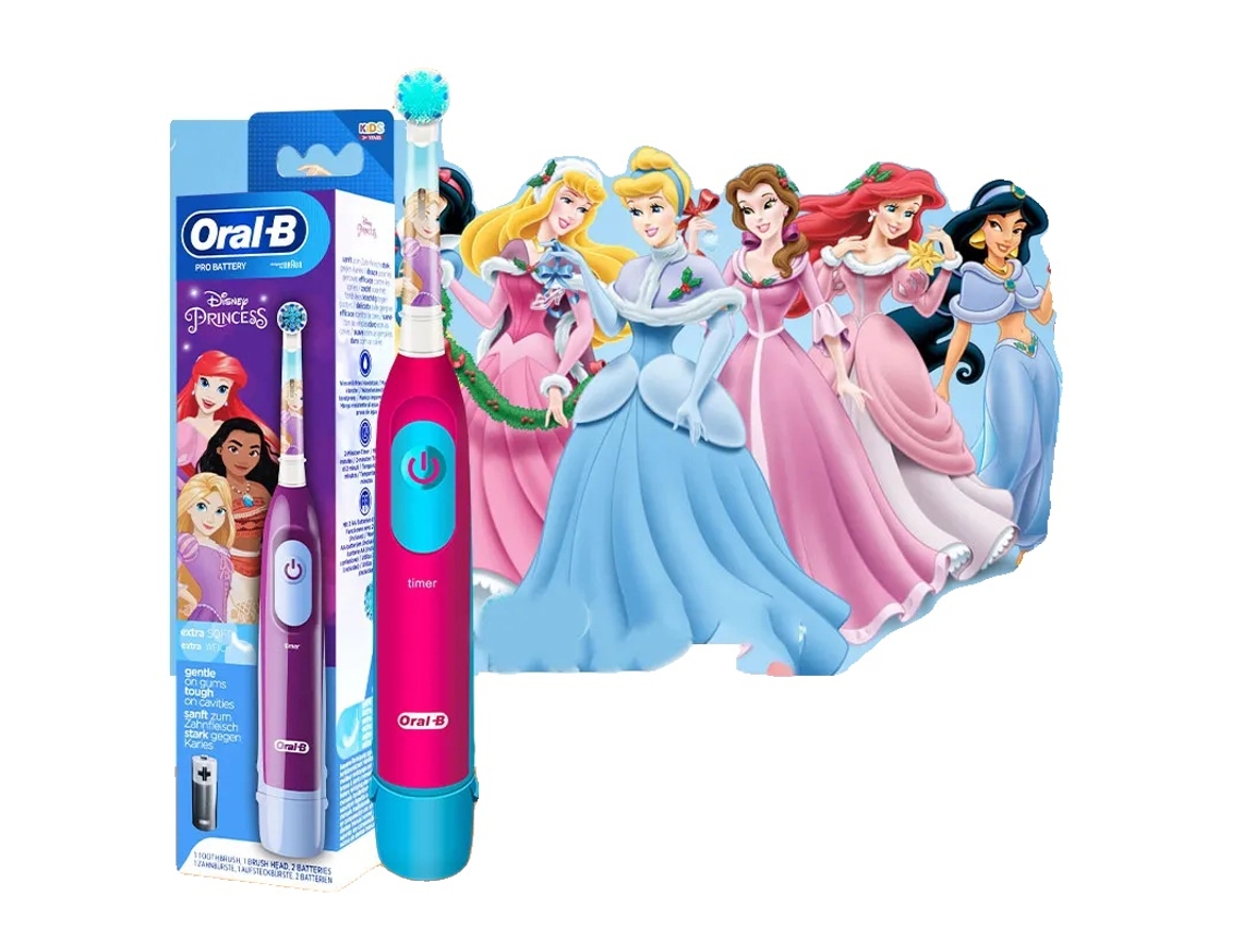 Escova De Dentes Elétrica, Limpeza Suave, Timer Integrado, Princesa
