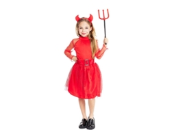 Fato de diabo vermelho moderno com bandana e cauda para menina