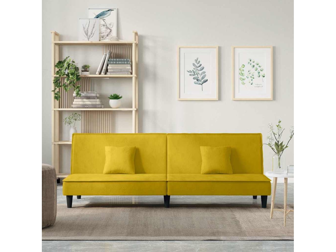 Sofá cama - Sofá da Sala - Sofá de Relaxamento Veludo Amarelo HARLANV1