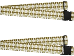 Conjunto De 2 Cintas Bagagem Resistentes E Ajustáveis Na Cor Cáqui Com Padrão Diamante, Mulheres E Homens, Ideais