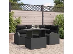Vidaxl Conjunto De Sofá De Jardim 5 Pcs Preto Rattan Sintético